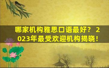 哪家机构雅思口语最好？ 2023年最受欢迎机构揭晓！